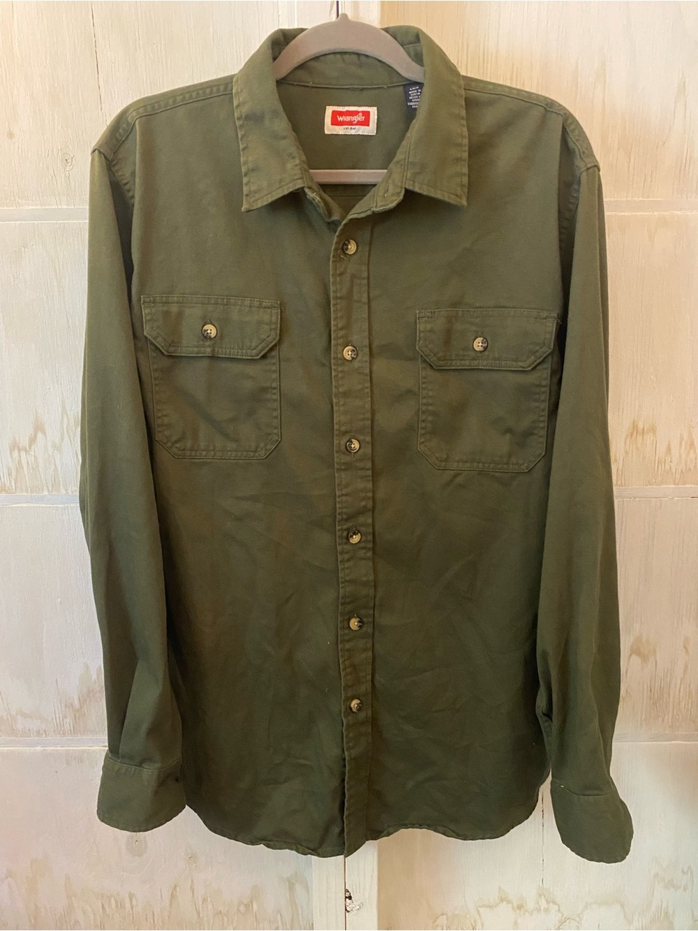 Wrangler Olive Green Lightweight Utility Shirt Jacket Large Workwear Western